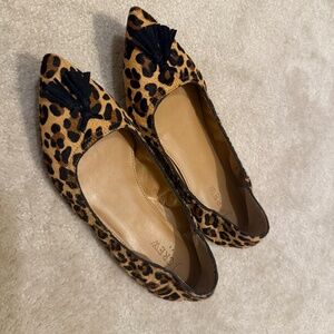 J. Crew Leopard Print Flats with Black Tassels